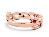 Rose gold Round Ruby Leaf Eternity Band with Bezel Setting_64