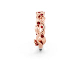 Rose gold Round Ruby Leaf Eternity Band with Bezel Setting_66