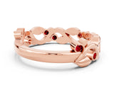 Rose gold Round Ruby Leaf Eternity Band with Bezel Setting_78