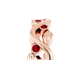 Rose gold Round Ruby Leaf Eternity Band with Bezel Setting_83