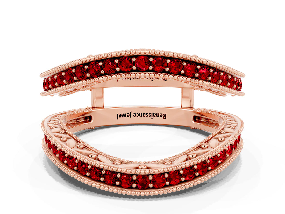 Rose gold Round Ruby Milgrain Eternity Band with Channel Setting_18