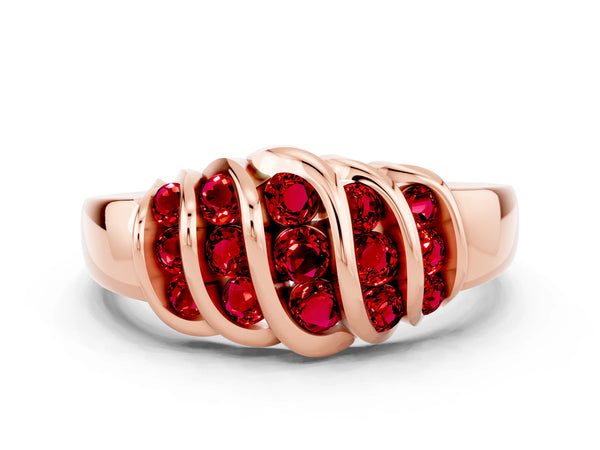 Rose gold Round Ruby Multi-Row Crossover Band
