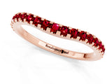 Rose gold Round Ruby Pavé Set Curved Wedding Band_7