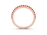 Rose gold Round Ruby Pavé Set Curved Wedding Band_9