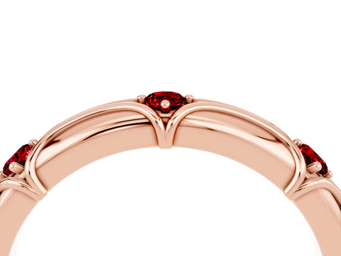 Rose gold Round Ruby Prong Set Milgrain Eternity Band_10