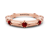 Rose gold Round Ruby Prong Set Milgrain Eternity Band_6