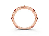 Rose gold Round Ruby Prong Set Milgrain Eternity Band_9