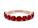 Rose gold Round Ruby Shared Prong Eternity Band_6