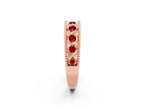 Rose gold Round Ruby Twist Milgrain Band with Bezel Setting_14
