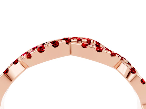 Rose gold Round Ruby Twisted Eternity Band with Pavé and Shared Prong Setting_10