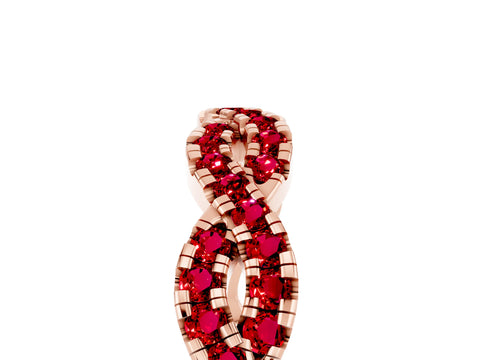 Rose gold Round Ruby Twisted Eternity Band with Pavé and Shared Prong Setting_11