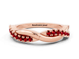 Rose gold Round Ruby Twisted Infinity Band with Prong Setting_6