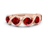 Rose gold Round Ruby Wave Band with Channel Setting and Shared Prongs_6
