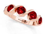 Rose gold Round Ruby Wave Band with Channel Setting and Shared Prongs_7