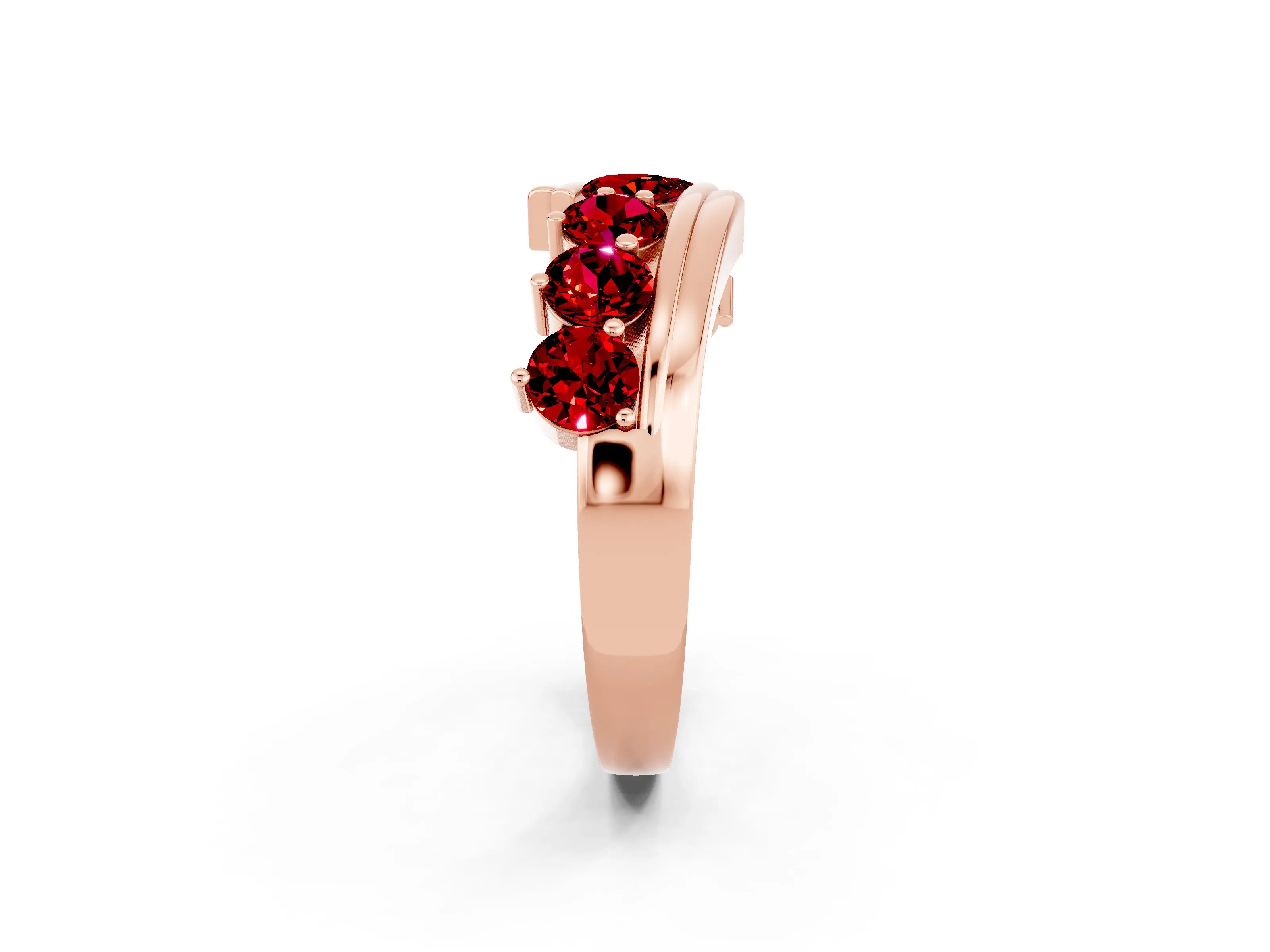 Rose gold Round Ruby Wave Band with Channel and Shared Prong Setting_20