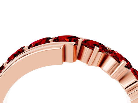 Rose gold Round Ruby Wave Band with Channel and Shared Prong Setting_22