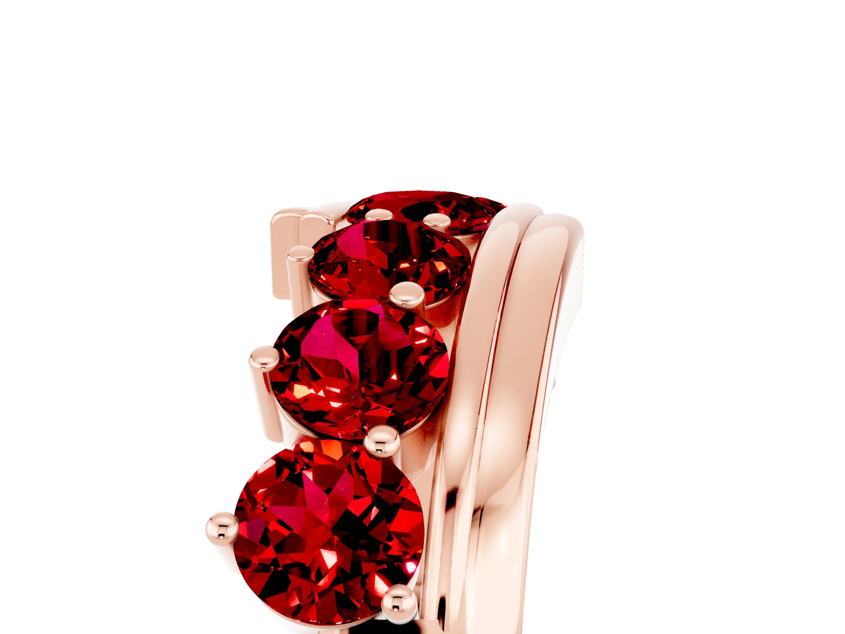 Rose gold Round Ruby Wave Band with Channel and Shared Prong Setting_23