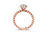 Rose gold Round Solitaire Beaded Band Prong Setting Ring 3