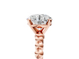Rose gold Round Solitaire Beaded Band Prong Setting Ring 5