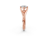 Rose gold Round Solitaire Beaded Band Six-Prong Setting_50
