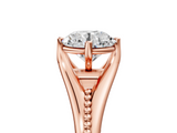 Rose gold Round Solitaire Beaded Band Six-Prong Setting_53