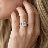 Rose gold Round Solitaire Beaded Band Six-Prong Setting_75