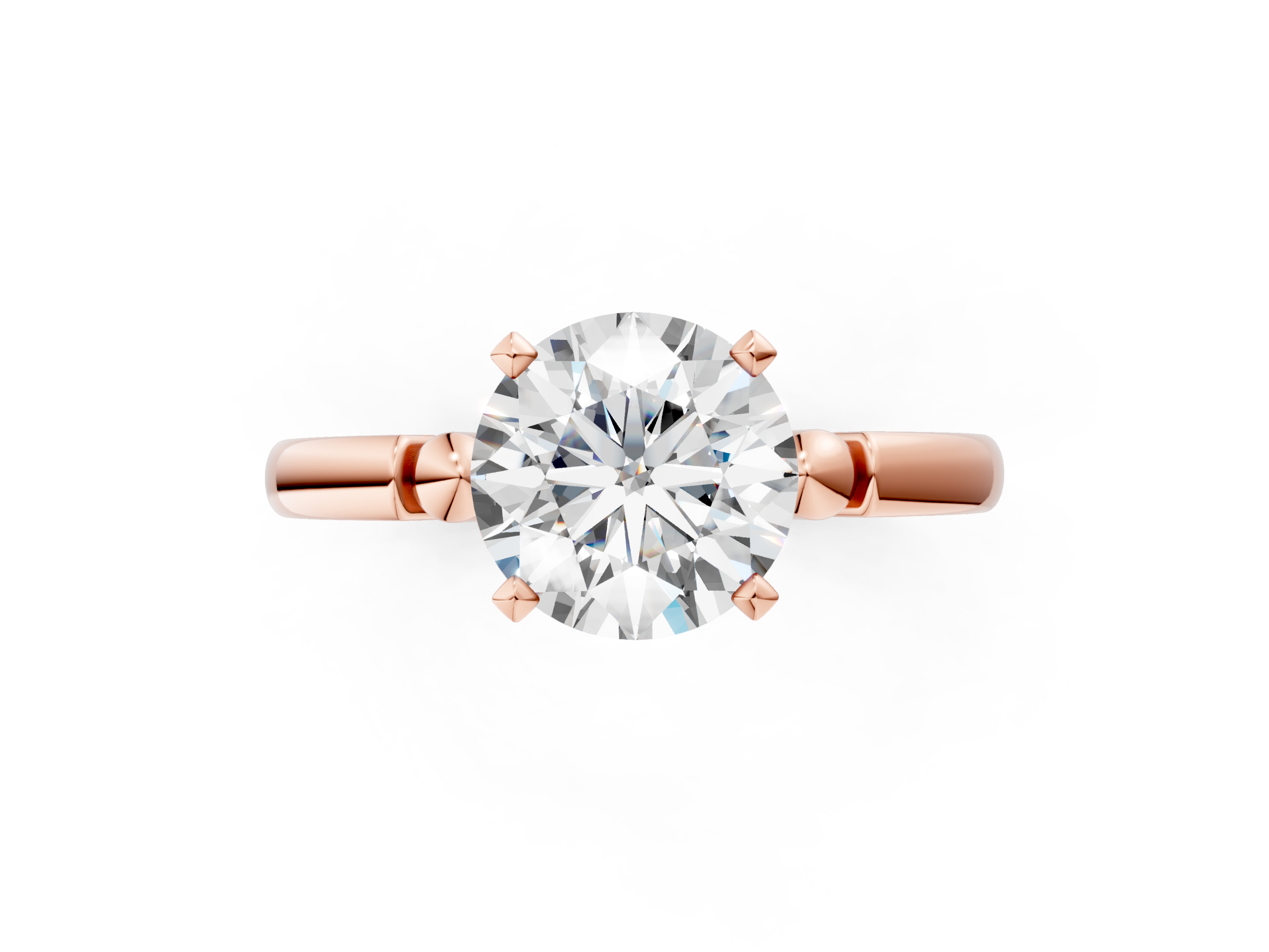Rose gold Round Solitaire Beaded Band with Four-Prong Setting_36
