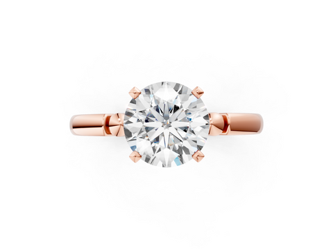Rose gold Round Solitaire Beaded Band with Four-Prong Setting_36