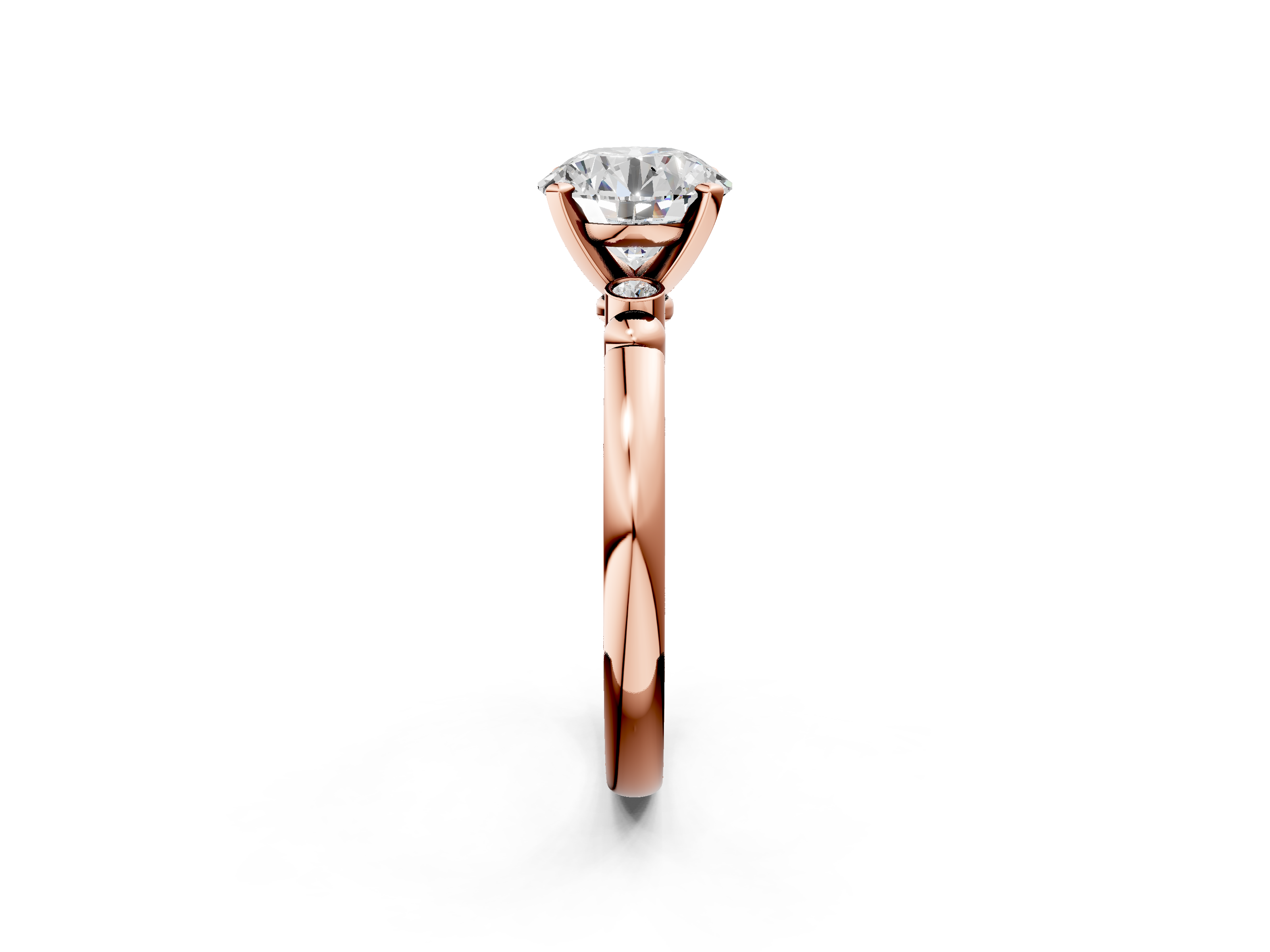 Rose gold Round Solitaire Beaded Band with Four-Prong Setting_38