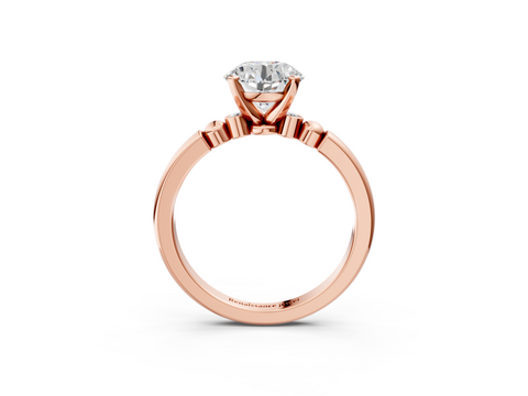 Rose gold Round Solitaire Beaded Band with Four-Prong Setting_39