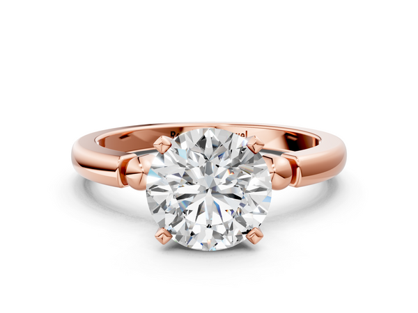 Rose gold Round Solitaire Beaded Band with Four-Prong Setting