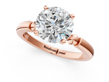Rose gold Round Solitaire Beaded Band with Four-Prong Setting_77