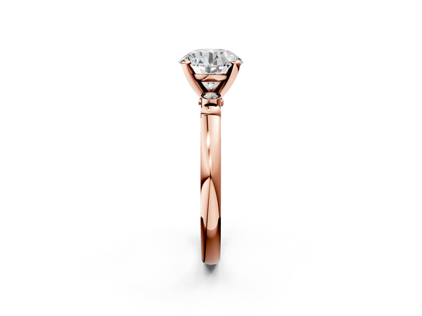 Rose gold Round Solitaire Beaded Band with Four-Prong Setting