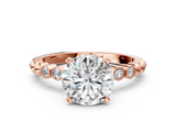 Rose gold Round Solitaire Bezel Accent Diamond Engagement Ring with Beaded Band and Four-Prong Setting_44
