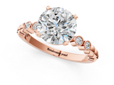 Rose gold Round Solitaire Bezel Accent Diamond Engagement Ring with Beaded Band and Four-Prong Setting_45