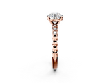 Rose gold Round Solitaire Bezel Accent Diamond Engagement Ring with Beaded Band and Four-Prong Setting_46