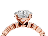 Rose gold Round Solitaire Bezel Accent Diamond Engagement Ring with Beaded Band and Four-Prong Setting_48