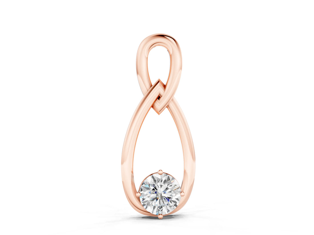 Rose gold Round Solitaire Bezel Infinity Pendant_17