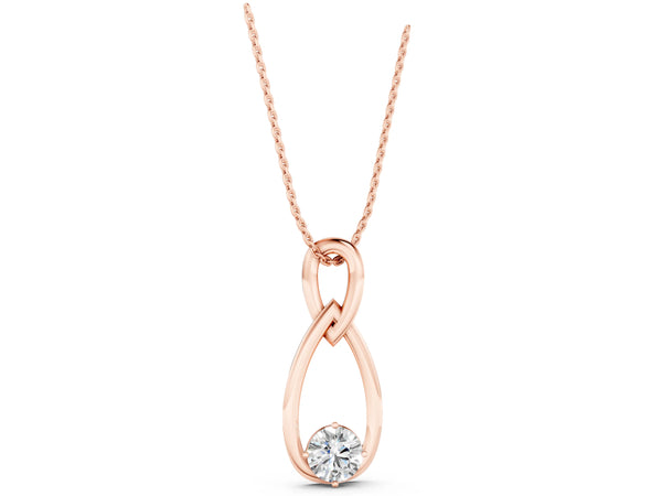 Rose gold Round Solitaire Bezel Infinity Pendant
