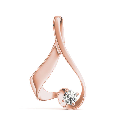Rose gold Round Solitaire Bezel Prong Pendant 1