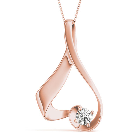 Rose gold Round Solitaire Bezel Prong Pendant