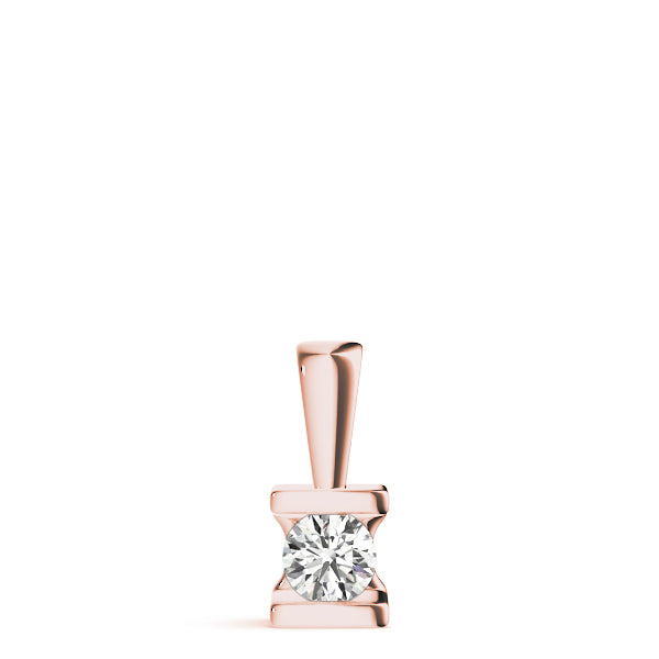 Rose gold Round Solitaire Bezel-Set Diamond Pendant