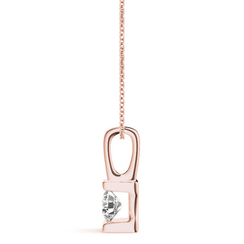 Rose gold Round Solitaire Bezel-Set Diamond Pendant 2