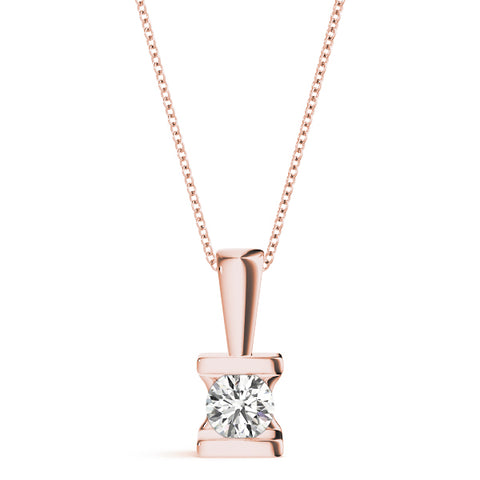 Rose gold Round Solitaire Bezel-Set Diamond Pendant
