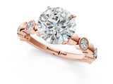 Rose gold Round Solitaire Bezel-Set Diamond Ring with Beaded Band and Four-Prong Setting_56