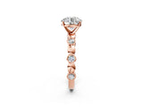 Rose gold Round Solitaire Bezel-Set Diamond Ring with Beaded Band and Four-Prong Setting_57