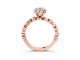 Rose gold Round Solitaire Bezel-Set Diamond Ring with Beaded Band and Four-Prong Setting_58