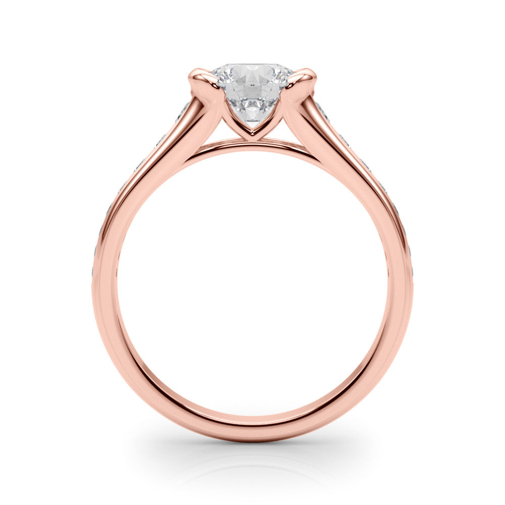 Rose gold Round Solitaire Bezel-Set Diamond Ring with Channel-Set Band 2