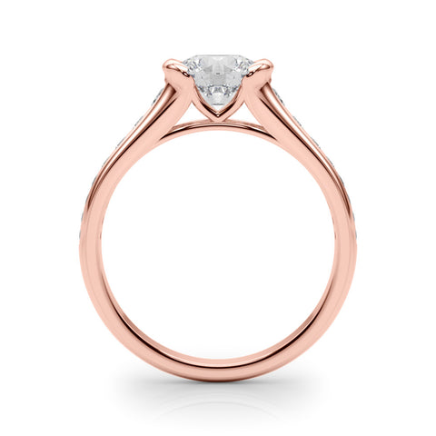 Rose gold Round Solitaire Bezel-Set Diamond Ring with Channel-Set Band 2