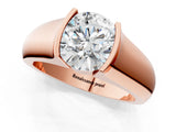 Rose gold Round Solitaire Bezel Set Diamond Ring with Wide Band_12